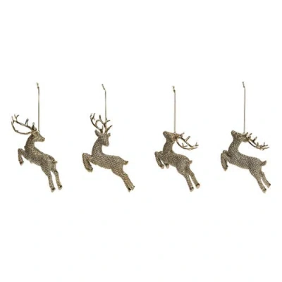 Transpac Shiny Gold Reindeer Ornament Set Of 4 Christmas Decor