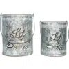 Transpac Silver Christmas Let It Snow Bucket Lanterns Set Of 2 Metal In Silver