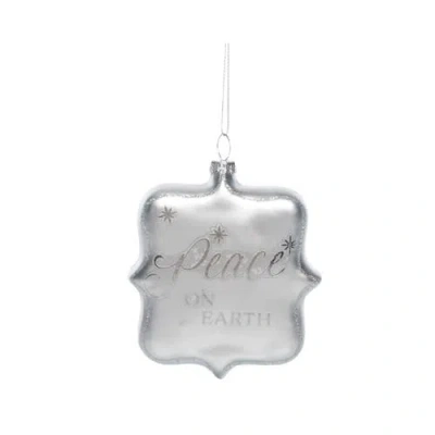 Transpac Silver Holiday Script Glass Ornament Elegant Christmas Tree Decoration