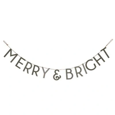 Transpac Silver Merry & Bright Metal Banner Festive Word Garland Decor
