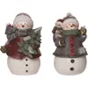 Transpac Small Resin Quilted Snowman Figurine Set Of 2 Christmas Decor In Multi