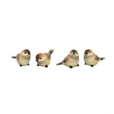 Transpac Small Resin Yellow And Orange Bird Set Of 4 Decorative Figurines For Spring Tabletop Decor