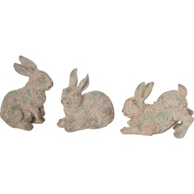 Transpac Small Weathered Bunny Decor Set Of 3 In Multi