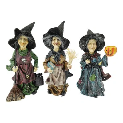 Transpac Spooky Witches Set Of 3 Halloween Figurines In Brown