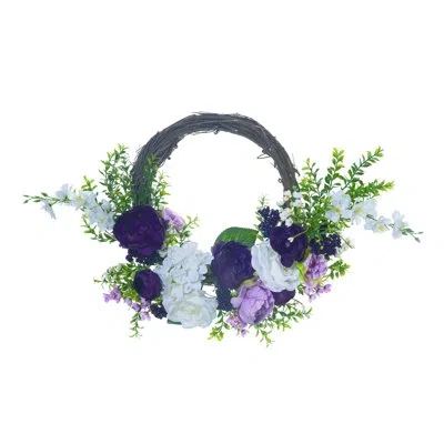Transpac Spring Floral Faux Mixed Assortment 5'' Wreath In Blue;green