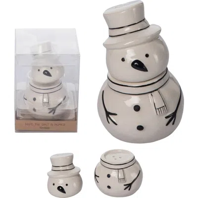 Transpac Stacked Snowman Salt And Pepper Shaker Set In Gray