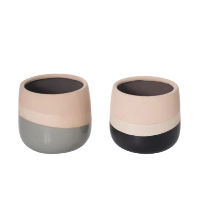 Transpac Stoneware Black And Ivory Planter Set Of 2 For Spring Home Decorations Perfect For Spring A In Multi