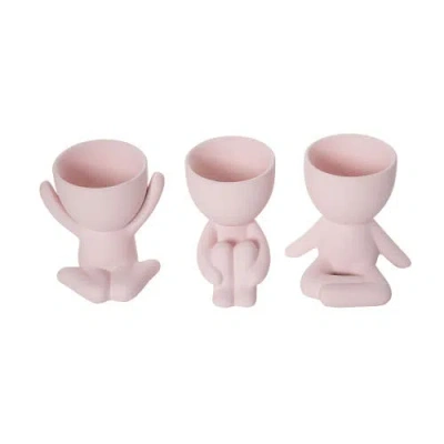 Transpac Stoneware Pot Figurine Planter Set Of 3 For Spring And Summer Home Decorations In Pink