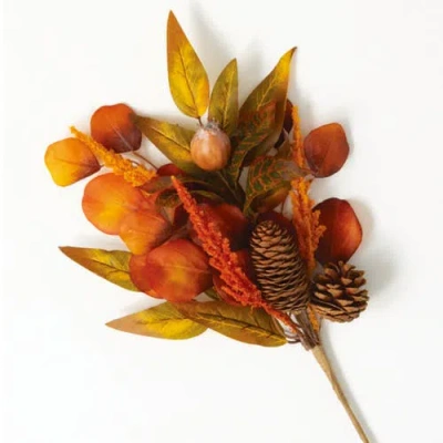 Transpac Sullivan's Christmas Mixed Fall Pick, Orange Faux Floral Stem For Crafting, Weddings, Home