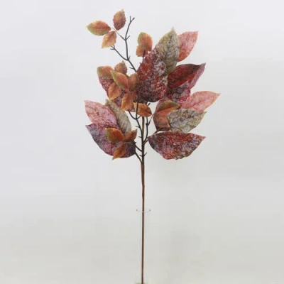 Transpac Sullivan's Christmas Mixed Leaf Spray, Orange Faux Floral Stem For Crafting, Weddings, Home