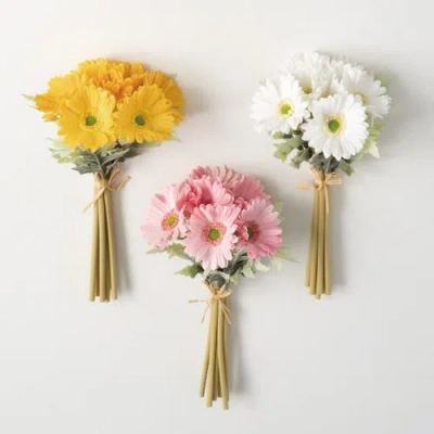 Transpac Sullivan's Daisy Bush Set Of 3, Multicolor Faux Floral Stem For Crafting, Weddings, Home An