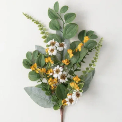 Transpac Sullivan's Daisy Mixed Foliage Spray, Multicolor Faux Floral Stem For Crafting, Weddings, H In Green