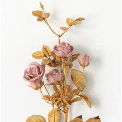 Transpac Sullivan's Rose Spray, Pink Faux Floral Stem For Crafting, Weddings, Home And Holiday Decor