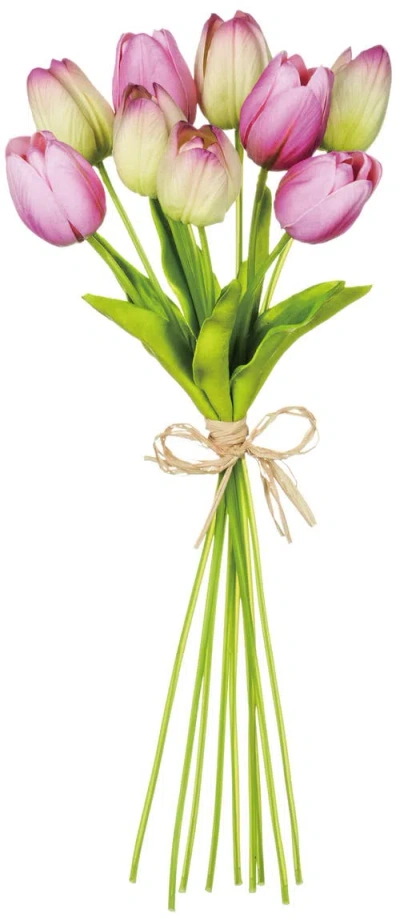 Transpac Sullivan's Tulip Bouquet, Purple Faux Floral Stem For Crafting, Weddings, Home And Holiday  In Pink