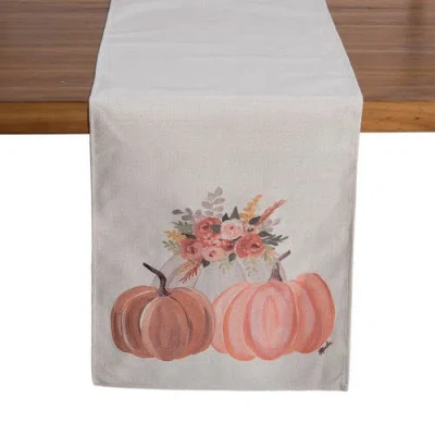 Transpac Table Runner With Pumpkin Florals Fall Harvest Indoor Decoration In Multi