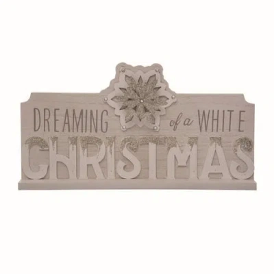 Transpac Tan Christmas Dreaming Layered Wood Decor Freestanding Sign In Brown