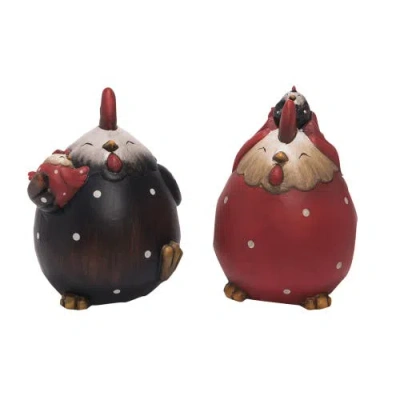 Transpac Terracotta Chicken Family Decor Set Of 2 Spring Home Decorations For Spring And Summer In Multi