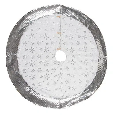 Transpac Tree Skirt In Silver;white