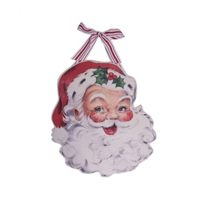 Transpac Vintage Santa Door Hanger Wall Sign Multicolor Christmas Decor
