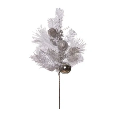 Transpac White Christmas Decorative Spray Silver Holiday Floral Stems In Gray