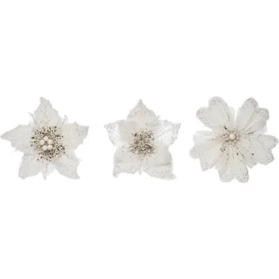 Transpac White Christmas Poinsettia Accent Floral Set Of 3