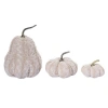 Transpac White Harvest Pumpkin Set Of 3 Plush Cream Decorative Pumpkins In White