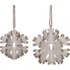 Transpac White Metal Snowflake Ornaments Set Of 2 Elegant Hanging Decor In White