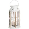 Transpac White Rustic Hobnail Decorative Lantern Wooden Candle Holder In White