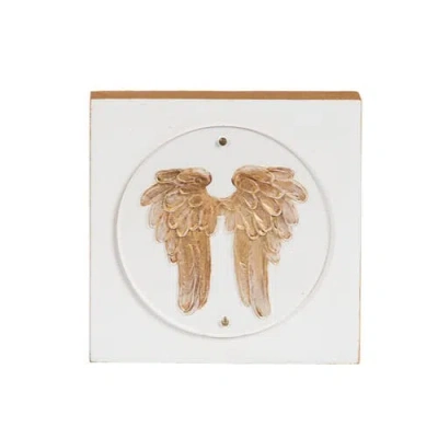 Transpac Wood And Acrylic Block Gold Angel Wings Multicolored For Spring Home Decor
