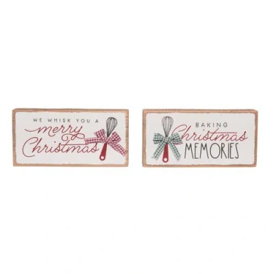 Transpac Wood Baking Blocks Set Of Christmas Home Decorations In Multi