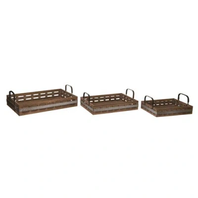 Transpac Wood Brown Everyday Tray Set Of 3 Decorative Trays And Platters For Spring Home Decor