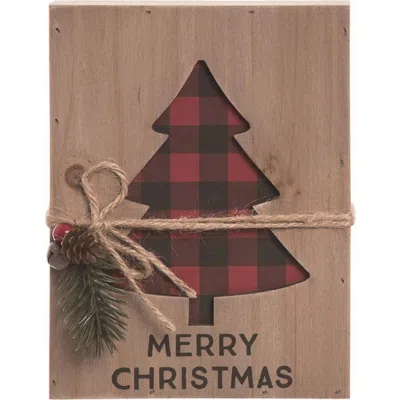 Transpac Wood Christmas Layered Tree Sign In Brown
