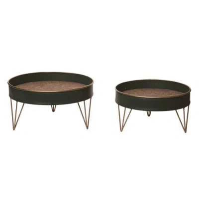 Transpac Wood Dark Green Everyday Tray Set Of 2 Decorative Trays And Platters For Spring Home Decor