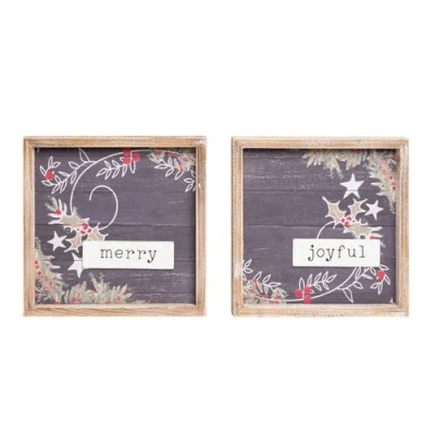 Transpac Wood Dimensional Word Christmas Decor Set Of Two Home Decor In Brown