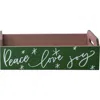 Transpac Wood Green Peace Love Joy Merry Christmas Container In Green