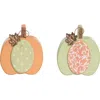 Transpac Wood Layered Pumpkin Decor Set Of 2 Multicolor Tabletop Sculptures In Multi