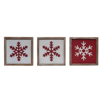 Transpac Wood Layered Snowflake Block Decor Set Of Three Christmas Decor In Multi