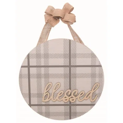 Transpac Wood Multicolor Autumn Blessed Plaid Decor With Bow