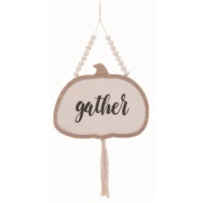 Transpac Wood Multicolor Autumn Gather Pumpkin Decor With Beaded Loop