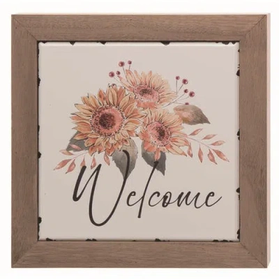 Transpac Wood Multicolor Autumn Welcome Sunflower Bloom Decor
