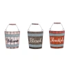 Transpac Wood Multicolor Harvest Bucket Wall Decor Set Of Three In Multi