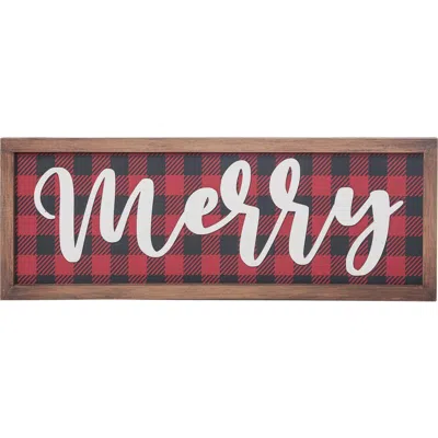 Transpac Wood Multicolored Christmas Buffalo Plaid Decor