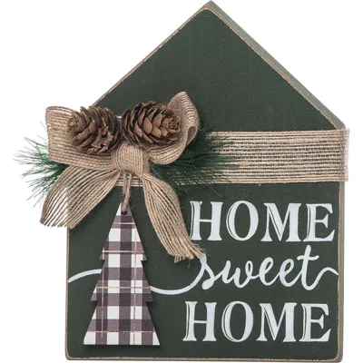 Transpac Wood Multicolored Christmas Holiday Home Shaped Decor