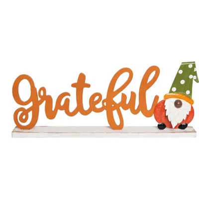 Transpac Wood Orange Harvest Grateful Gnome Decor