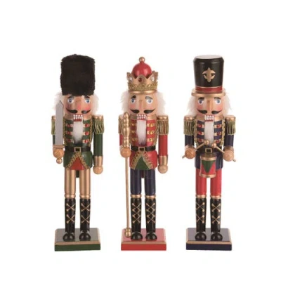 Transpac Wood Royal Nutcracker Figurine Set Of 3 Colorful Decor In Red
