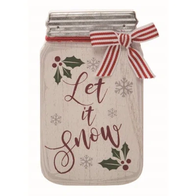 Transpac Wood White Christmas Jar Decor In Multi