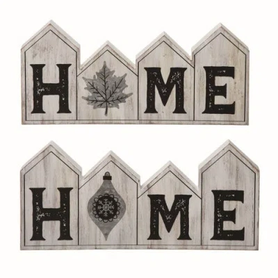 Transpac Wood White Christmas Reversible Home Sign In Multi