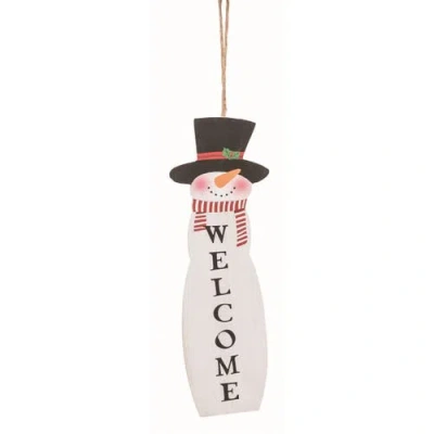 Transpac Wood White Christmas Welcome Decor In Multi