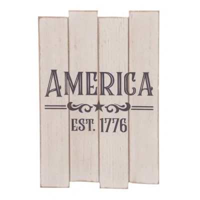 Transpac Wood White Patriotic America Slat Decor In Neutral