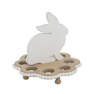 Transpac Wooden Easter Bunny Egg Holder Decorative Home Accent For Easter Celebrations In Multi